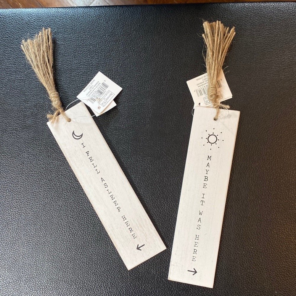 White Wooden Bookmarks with Tassels